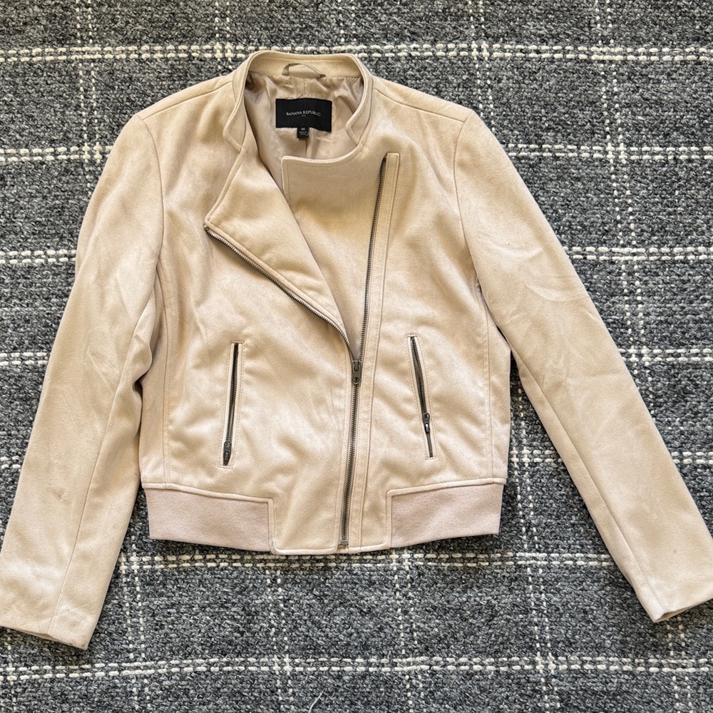 Banana Republic Light Tan Faux Suede Leather Jacket